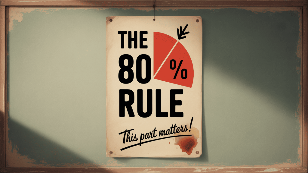 Retro poster showing the 80/20 rule with a pie chart and text “This part matters!”, symbolizing the 80/20 rule for learning.